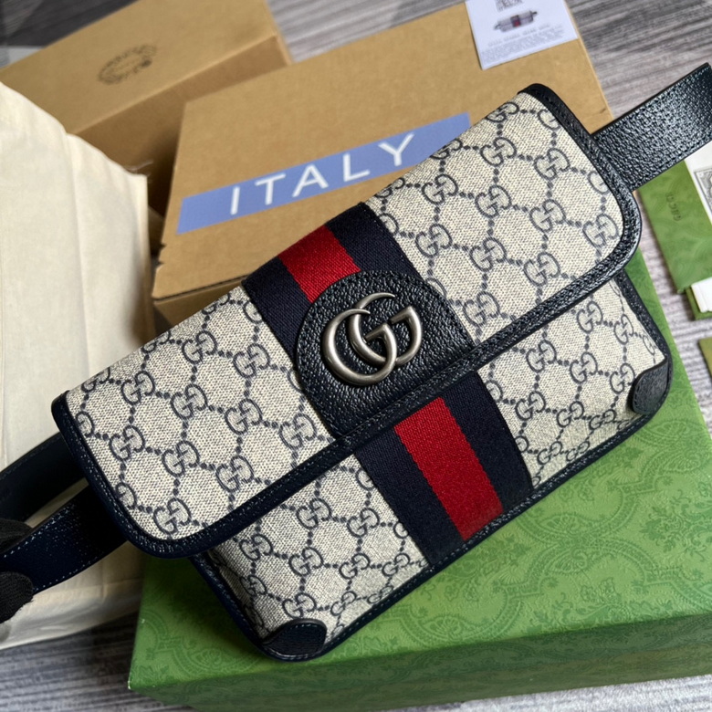 Ophidia belt bag Beige and blue GG Supreme canvas - GB034