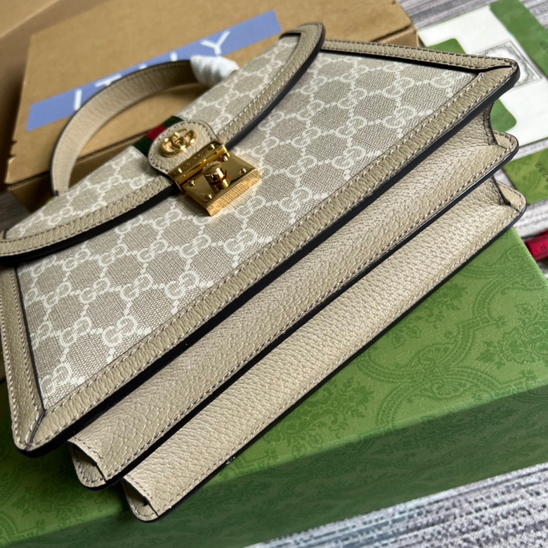 Ophidia small GG top handle bag Beige and white - GB055