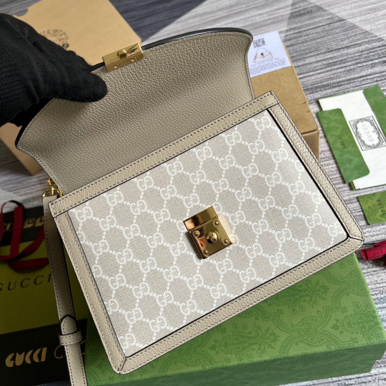 Ophidia small GG top handle bag Beige and white - GB055