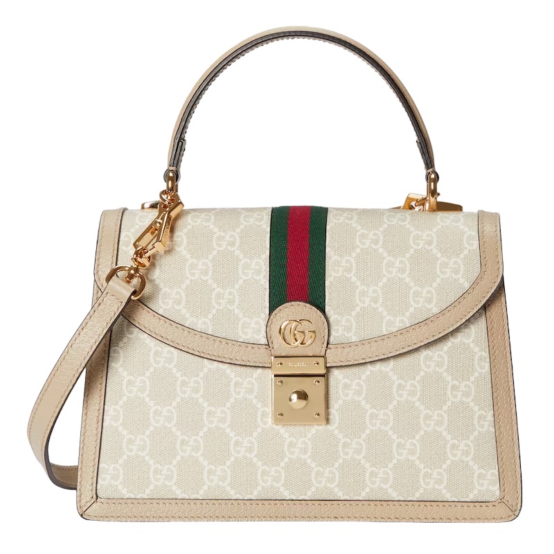 Ophidia small GG top handle bag Beige and white - GB055
