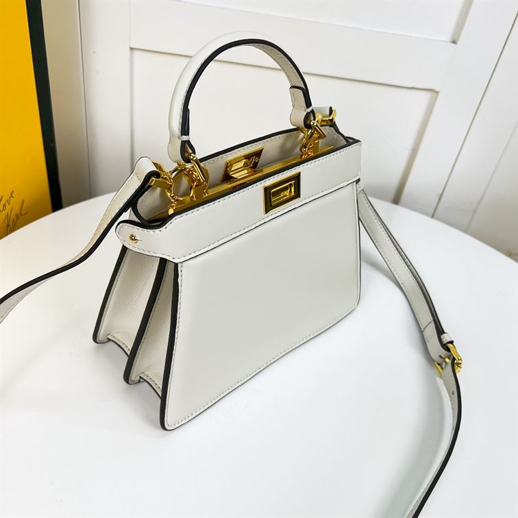 Peekaboo ISeeU Petite White padded nappa leather bag - FB022