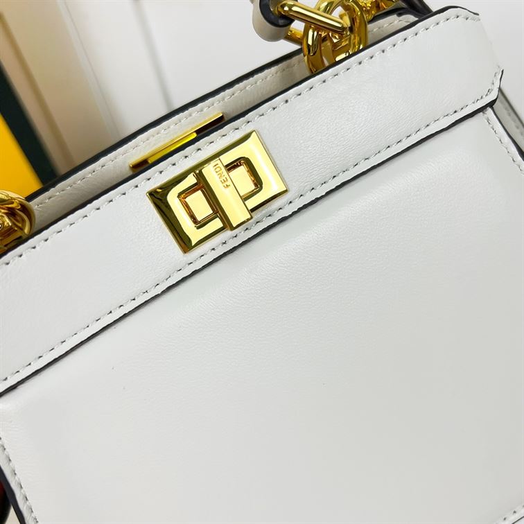 Peekaboo ISeeU Petite White padded nappa leather bag - FB022