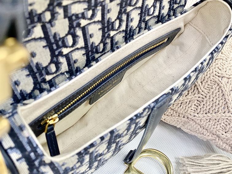 Saddle bag with Strap blue Dior Oblique jacquard - DB002