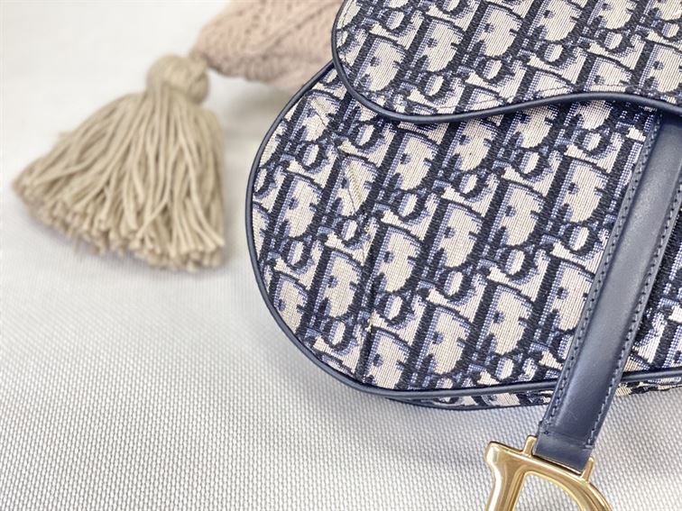 Saddle bag with Strap blue Dior Oblique jacquard - DB002