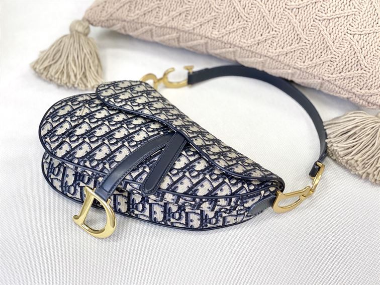 Saddle bag with Strap blue Dior Oblique jacquard - DB002