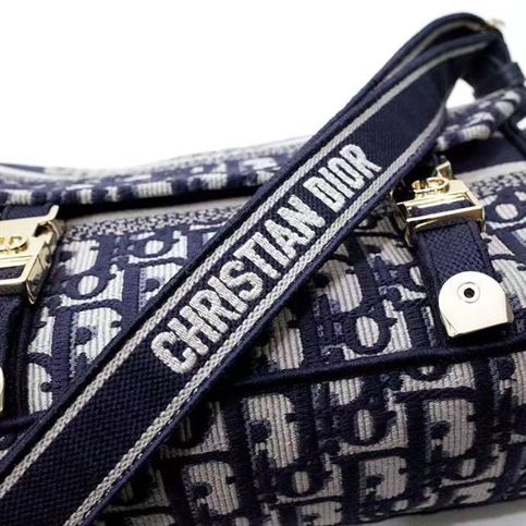 Small DiorCamp Bag Blue Dior Oblique Embroidery - DB008