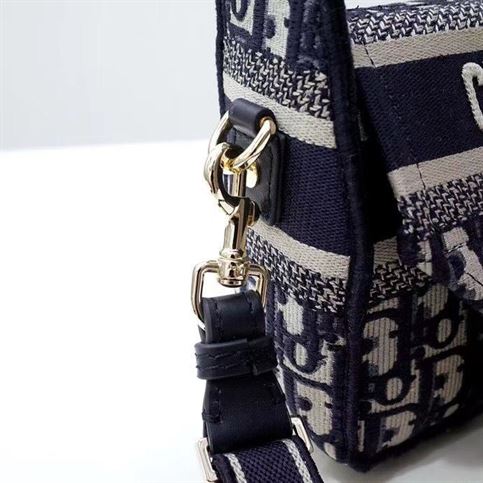 Small DiorCamp Bag Blue Dior Oblique Embroidery - DB008
