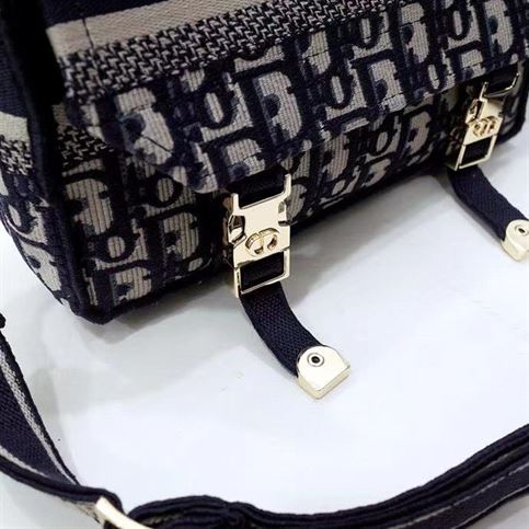 Small DiorCamp Bag Blue Dior Oblique Embroidery - DB008