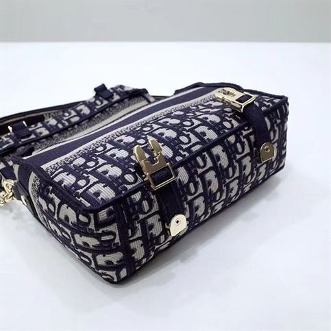 Small DiorCamp Bag Blue Dior Oblique Embroidery - DB008