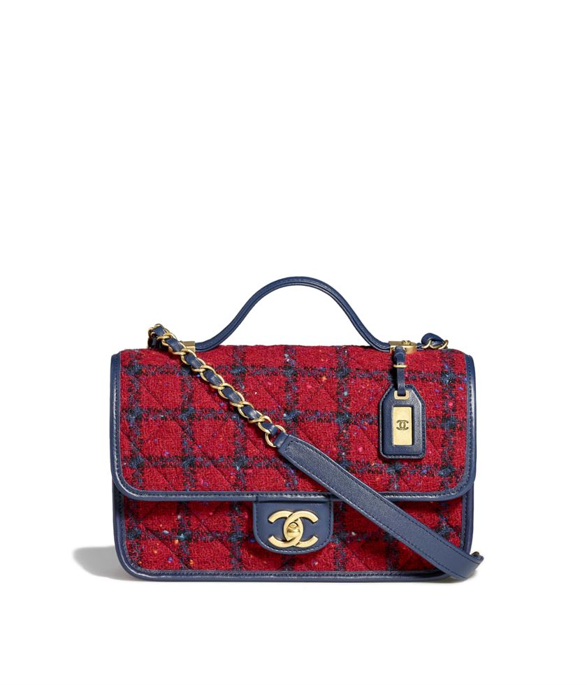 Small Flap Bag with Top Handle Red, Navy Blue & Multicolor - CB011
