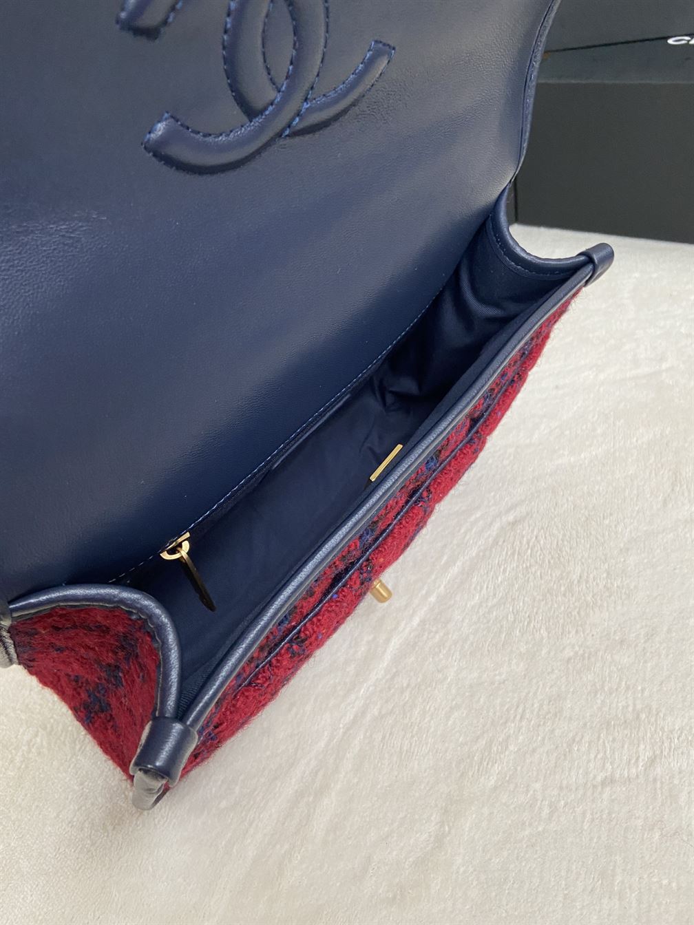 Small Flap Bag with Top Handle Red, Navy Blue & Multicolor - CB011