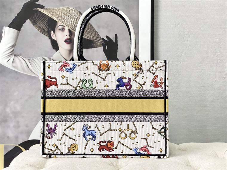 Dior Book Tote latte multicolor Dior Pixel Zodiac - DB005