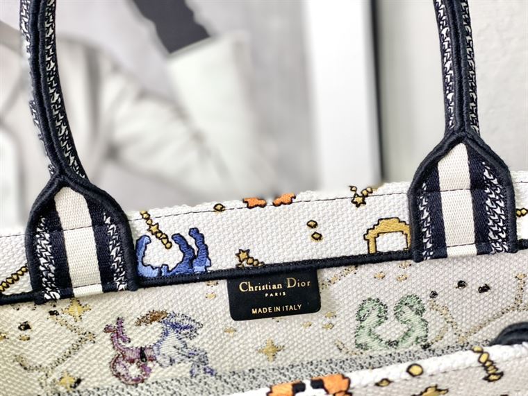 Dior Book Tote latte multicolor Dior Pixel Zodiac - DB005