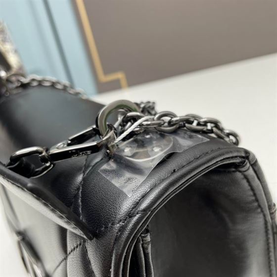 30 Montaigne Chain Bag with Handle Black Maxicannage Lambskin - DB037