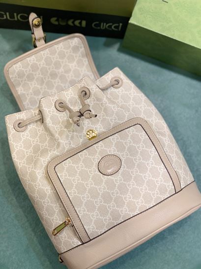 Backpack with Interlocking G Beige and white - GB070