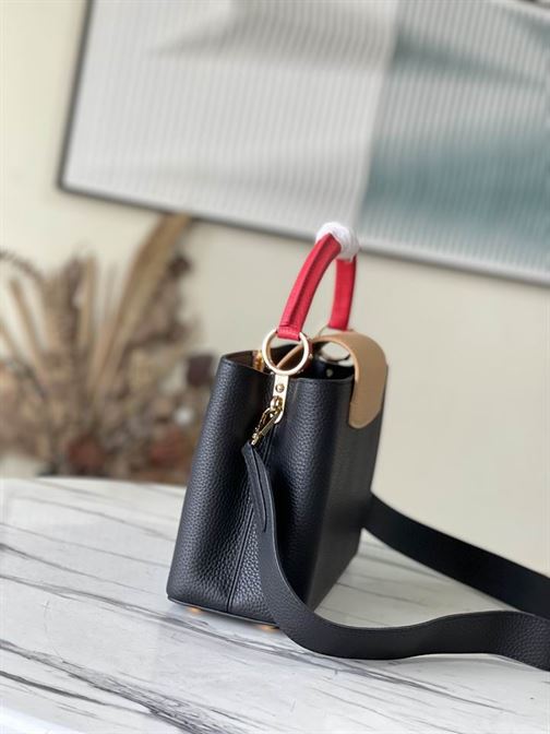 Capucines MM handbag Black Arizona Beige Ruby Red - LB036