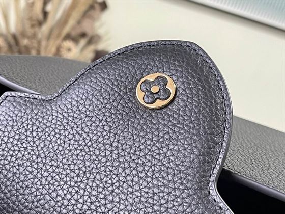 Capucines MM handbag Black Taurillon leather Gray Etain Metallic - LB035