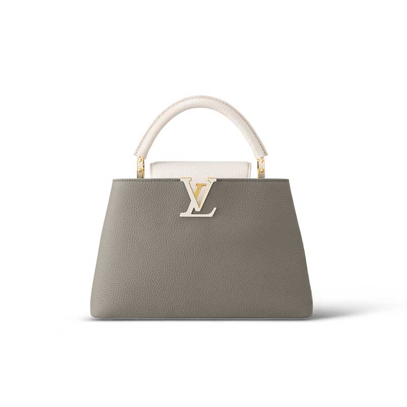 Capucines MM handbag Steeple Gray Greige Taurillon leather - LB039