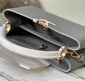 Capucines MM handbag Steeple Gray Greige Taurillon leather - LB039