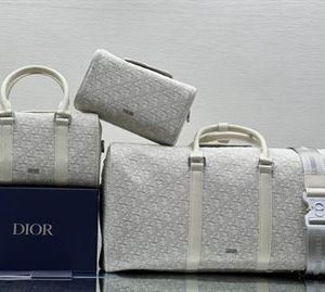 Dior Lingot 50 Duffle bag Cream Dior Oblique Jacquard - DB047