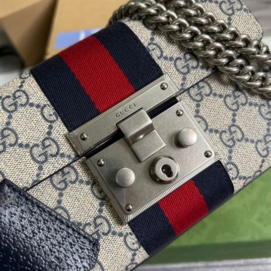 GG Padlock small shoulder bag Beige and blue GG Supreme canvas - GB083