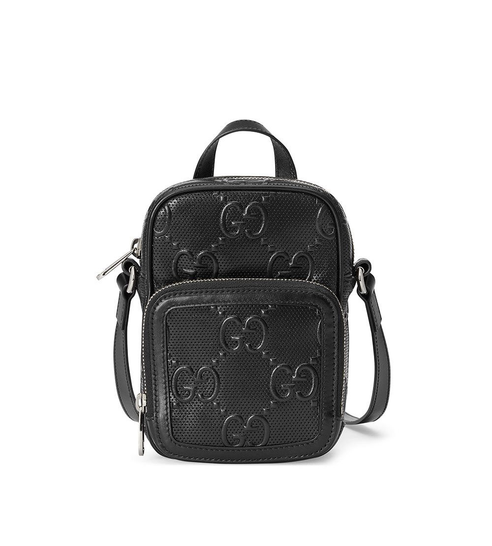 GG embossed mini bag black leather - GB066