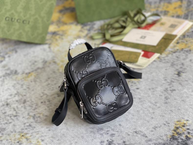 GG embossed mini bag black leather - GB066