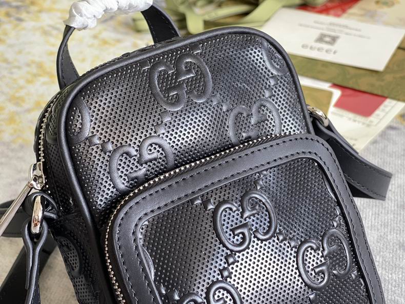 GG embossed mini bag black leather - GB066