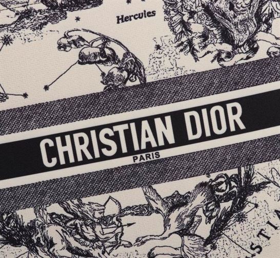 Large Dior Book Tote Latte Toile de Jouy Zodiac Embroidery - DB039