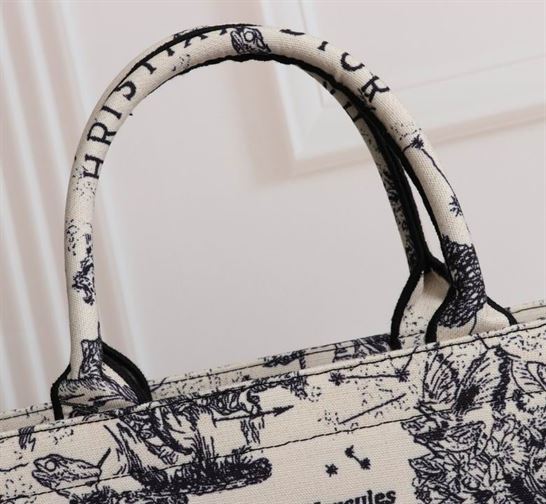 Large Dior Book Tote Latte Toile de Jouy Zodiac Embroidery - DB039