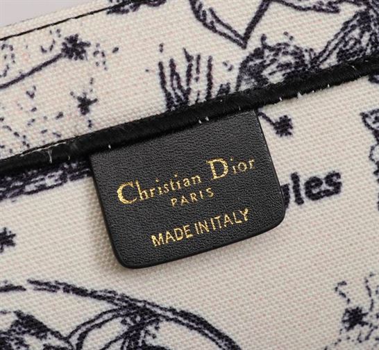 Large Dior Book Tote Latte Toile de Jouy Zodiac Embroidery - DB039