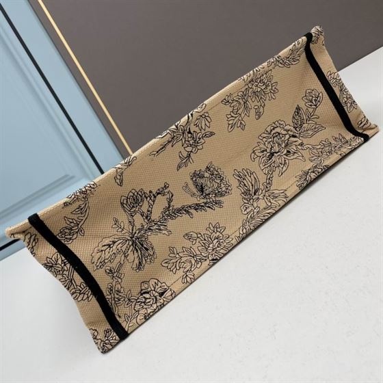 Large Dior Book Tote Powder Pink Jardin Botanique Embroidery - DB040