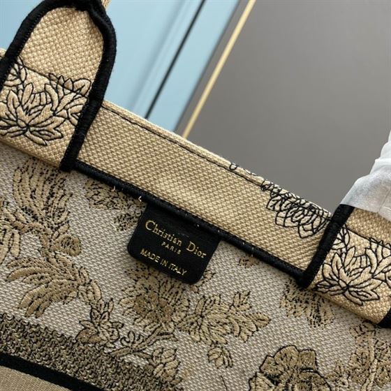 Large Dior Book Tote Powder Pink Jardin Botanique Embroidery - DB040