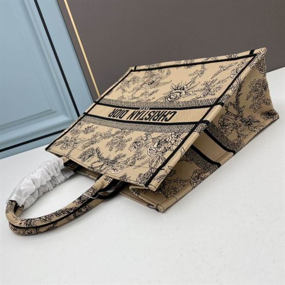 Large Dior Book Tote Powder Pink Jardin Botanique Embroidery - DB040