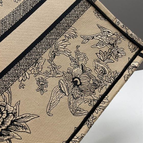 Large Dior Book Tote Powder Pink Jardin Botanique Embroidery - DB040