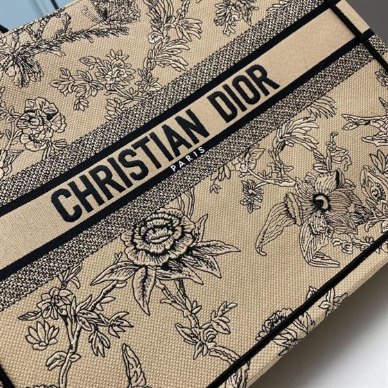 Large Dior Book Tote Powder Pink Jardin Botanique Embroidery - DB040