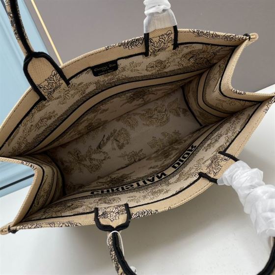 Large Dior Book Tote Powder Pink Jardin Botanique Embroidery - DB040