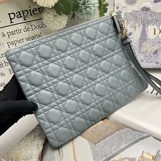 Large Dior Caro Daily pouch Cloud Blue - DB042