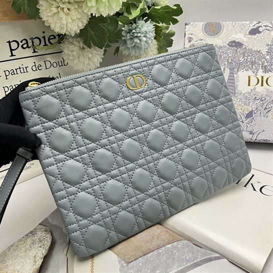 Large Dior Caro Daily pouch Cloud Blue - DB042
