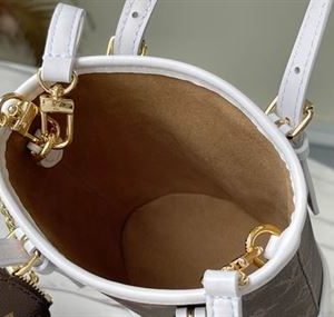 Nano Bucket White Monogram coated canvas - LB050