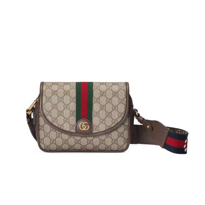 Ophidia GG mini shoulder bag Beige and ebony GG Supreme canvas - GB077