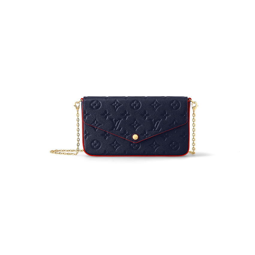 Pochette Félicie Navy Blue Red Monogram Empreinte embossed - LB046