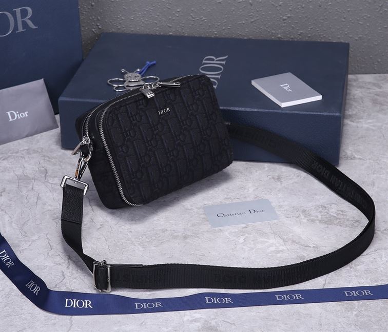 Pouch with shoulder strap Black Dior Oblique Jacquard - DB027