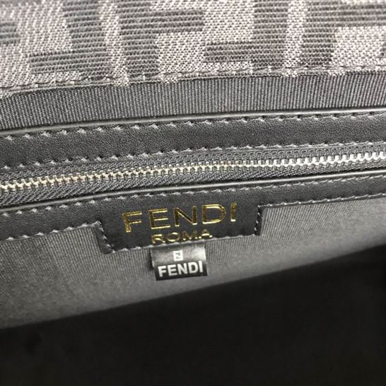 Shopper FF jacquard fabric bag black - FB040