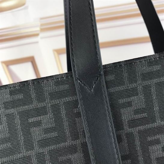 Shopper FF jacquard fabric bag black - FB040