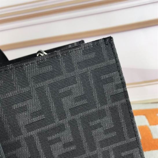 Shopper FF jacquard fabric bag black - FB040