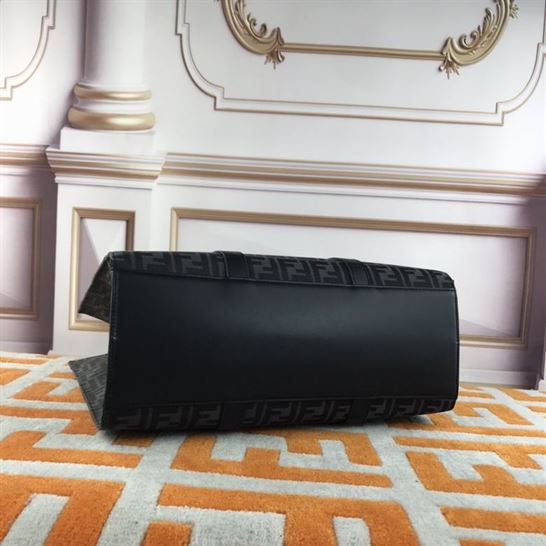 Shopper FF jacquard fabric bag black - FB040