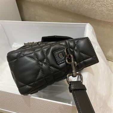 Small DiorCamp Bag Black Macrocannage Calfskin - DB031