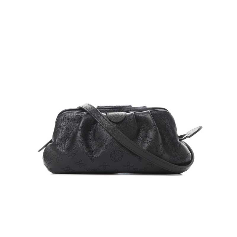 Scala mini pouch Black Mahina perforated calf leather - LB045