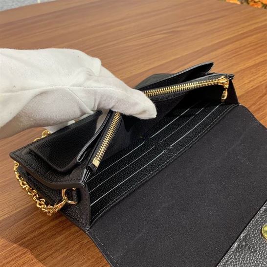 Vavin Chain Wallet Black Embossed cowhide leather - LB044